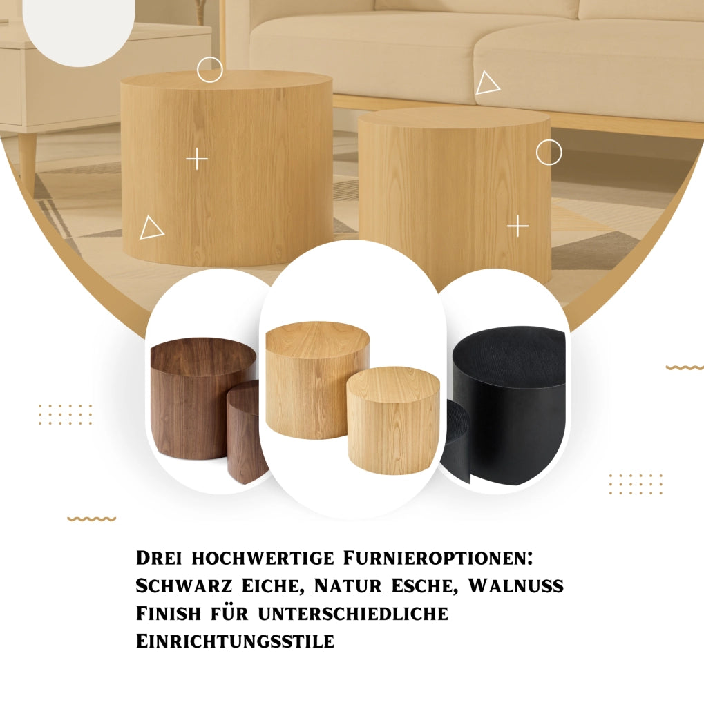 Set di tavolini nidificanti in MDF color naturale