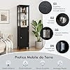 Mobile Bagno, Armadietto da Terra in Legno Salvaspazio con 3 Ripiani Regolabili, Mobiletto Colonna per Soggiorno e Camera da Letto, 40 x 32 x 161,5cm (Nero)