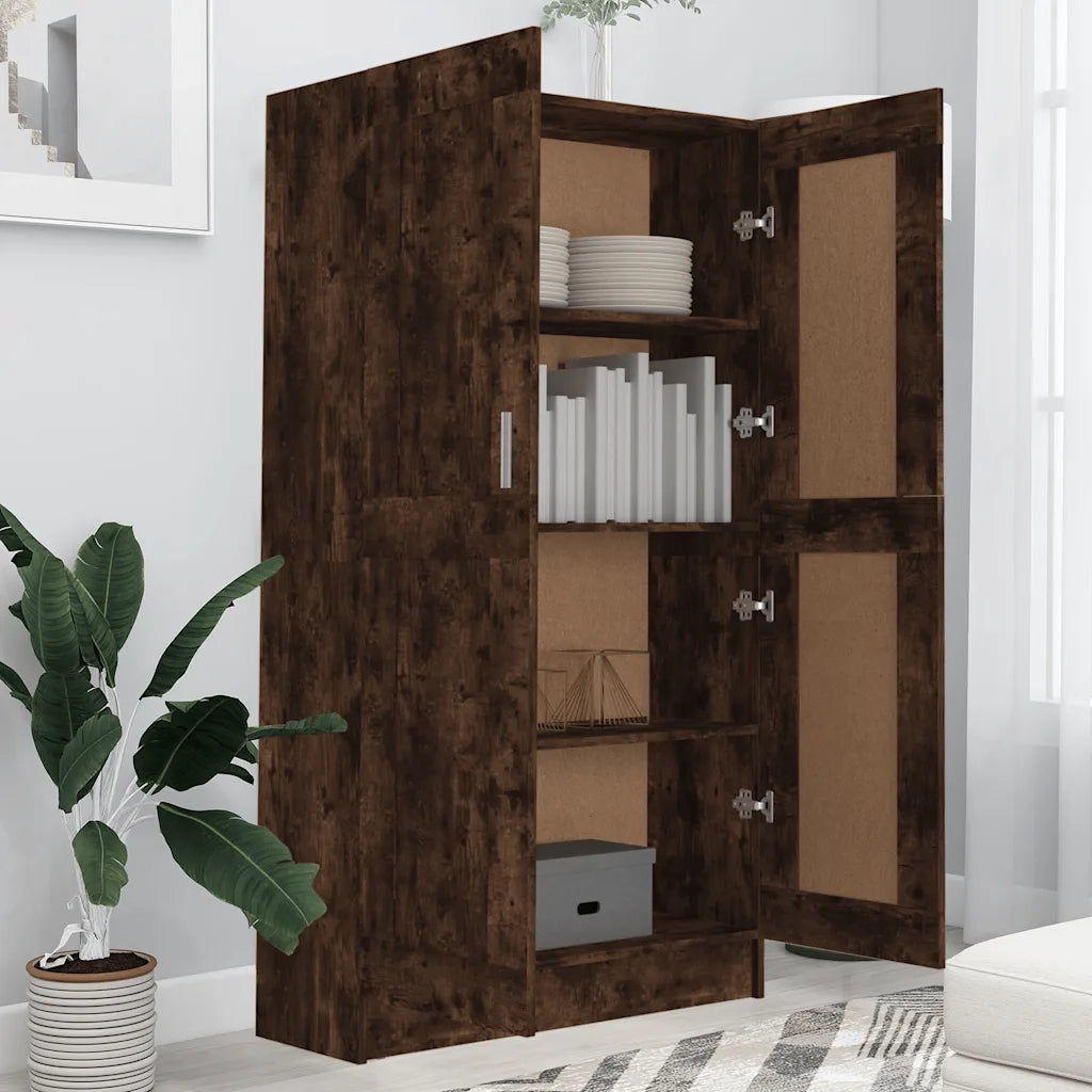Libreria-Scaffale per Libri-Mobile di Stoccaggio Rovere Fumo 82,5x30,5x150 cm in Legno Multistrato