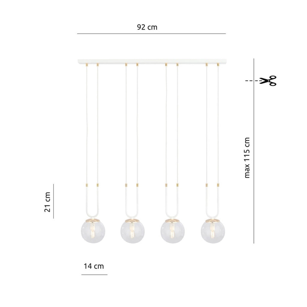 Lampada a sospensione GLAM in acciaio bianco e vetro