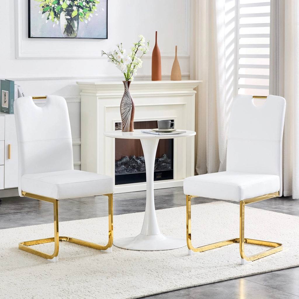Sedia da Pranzo con Schienale Ergonomico e Piedini Antiscivolo in PU Bianco Moderno