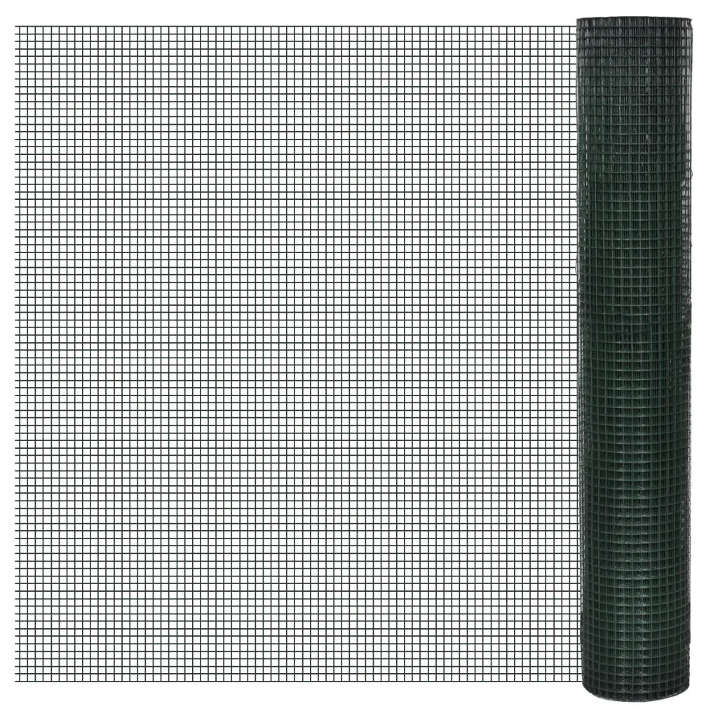 Recinto Pollaio in Rete Zincato Rivestimento PVC 10x1 m Verde