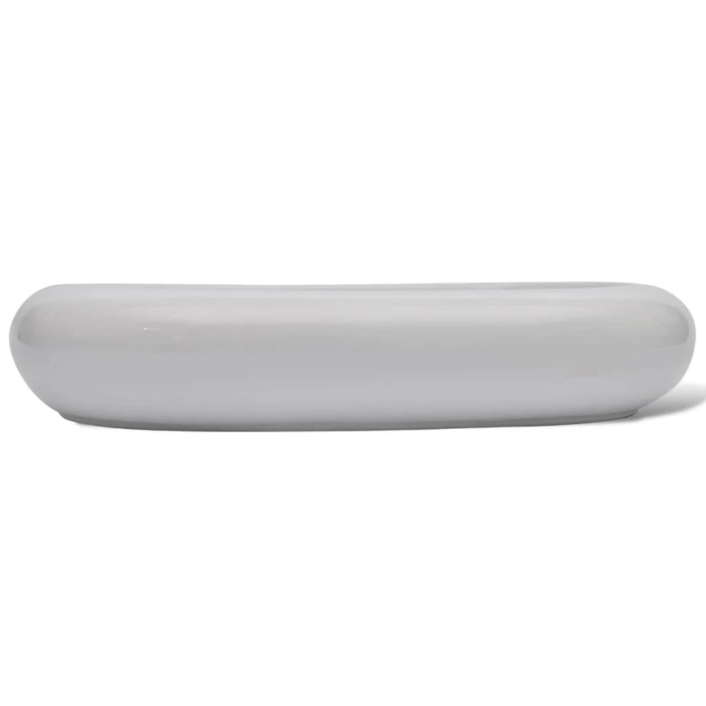 Lavabo da bagno 63 x 42 cm con miscelatore ovale in ceramica bianca 02_0002842