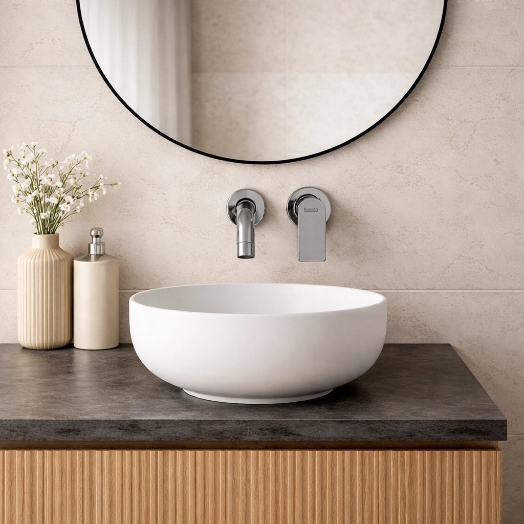 Rubinetto Lavabo Incasso Cromato a Parete Miscelatore 2 Fori 94006