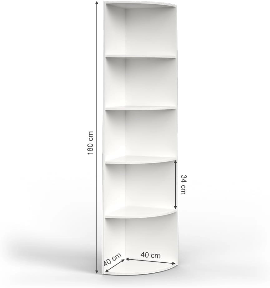 Scaffale a muro per bambini Ecki, Bianco, 40 x 180 cm, per montaggio a parete con tre ripiani aperti