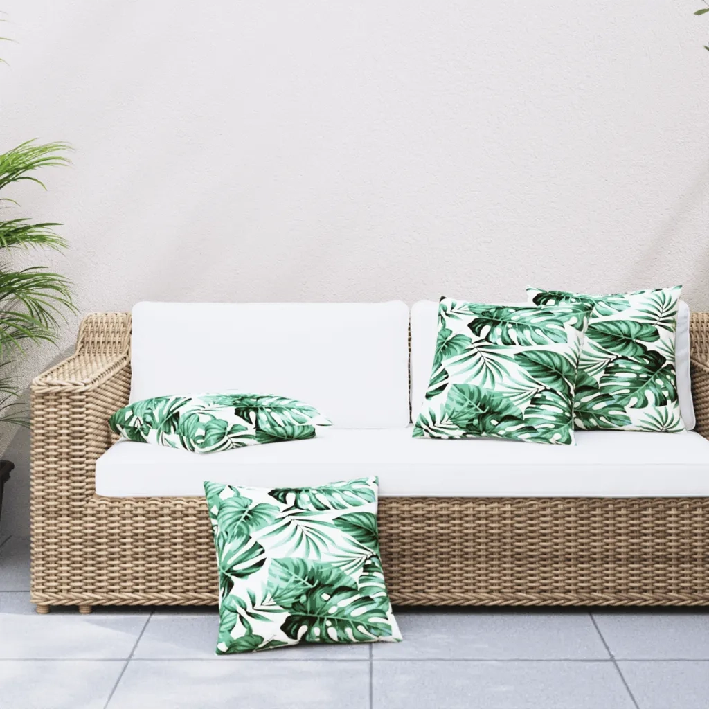 vidaXL Cuscini per Divano 4 pz Motivo a Foglie 50x50 cm in Tessuto