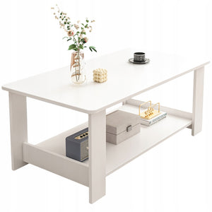 Panca tavolino bianco moderno con ripiano salotto loft grande 100 cm