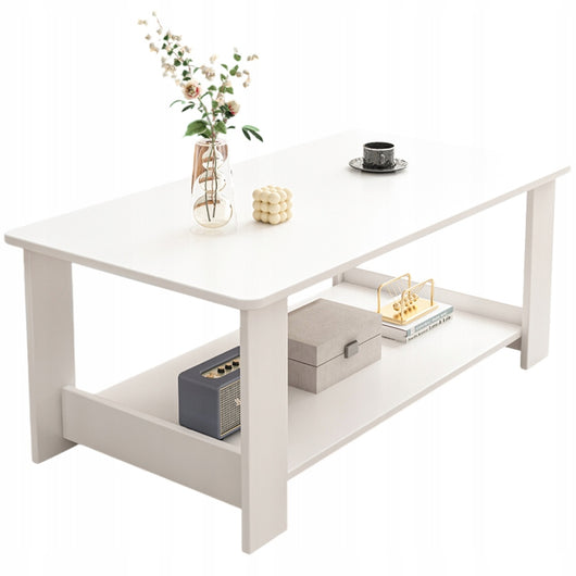 Panca tavolino bianco moderno con ripiano salotto loft grande 100 cm