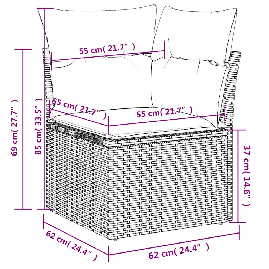 Set Divani da Giardino 9 pz con Cuscini Grigio in Polyrattan 3226278
