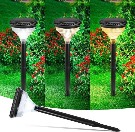 Illuminazione Esterna a Energia Solare - Lampade Solari Grandi - Esterno - Giardino - Super Brillante - Batteria 1800 mAh - IP65 Impermeabile - 24 Led - 3 Colori - Regolabile - Illuminazione Percorso