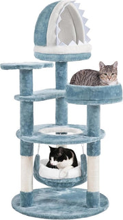 Krappaal per gatti con lettino e piattaforma in stile oceanico - 115 cm