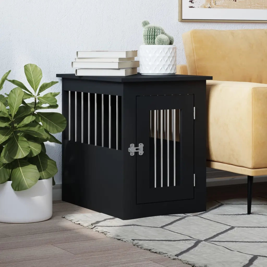 Gabbia Cani da Arredamento Nera 45x62x59cm Legno Multistrato 838310