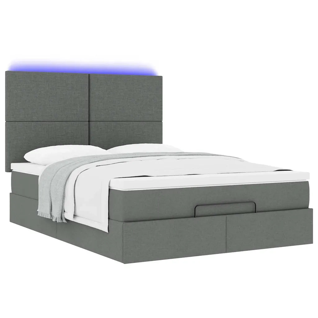 vidaXL Struttura Letto Pouf con Materasso 140x190 cm in Tessuto