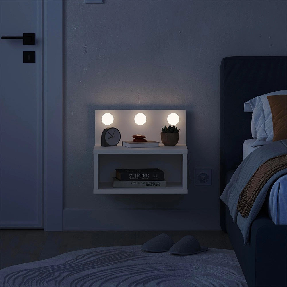 Comodino sospeso Treo con luci integrate colore bianco