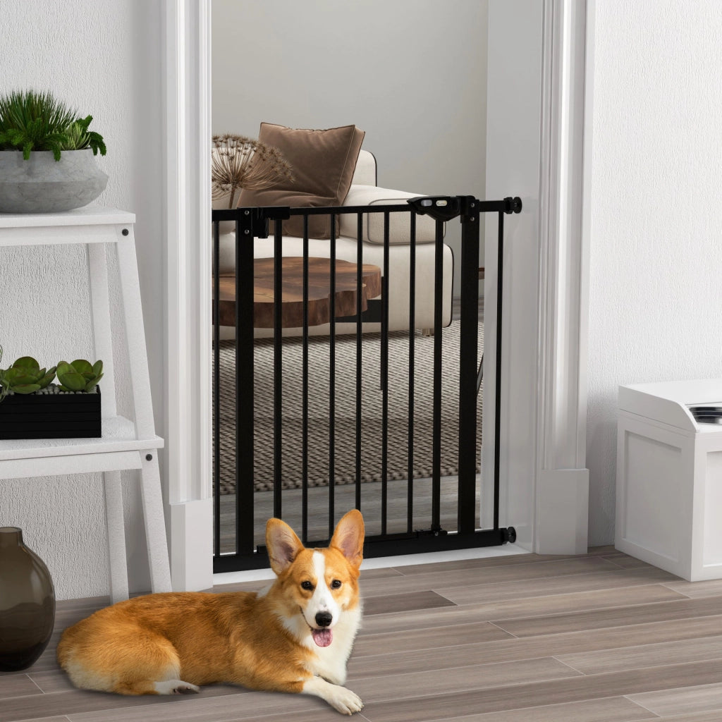 Cancello per Cani e Animali Domestici 68x77 cm con Chiusura Automatica per Scale e Ingressi Nero