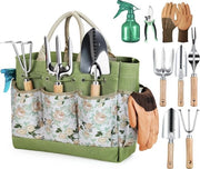 Set di attrezzi per giardinaggio: Resistente alla ruggine, Ideale per il giardiniere uomo e donna, Compreso rasoio e sacchetto di stoccaggio portatile (9 pezzi)