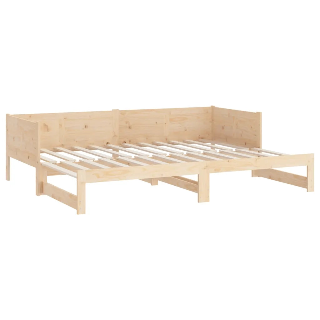 Letto singolo | Letto per adulti | Dormeuse Estraibile in Legno Massello di Pino 2x(90x190) cm