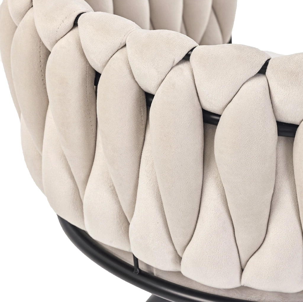 Set di 4 sedie da pranzo girevoli in velluto beige