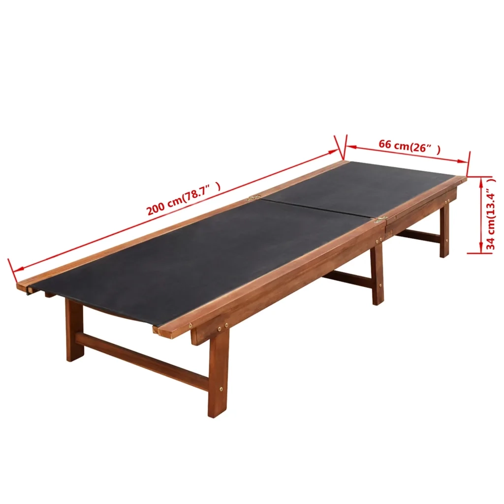 vidaXL Lettini Prendisole 2 pz con Tavolo in Massello Acacia Textilene