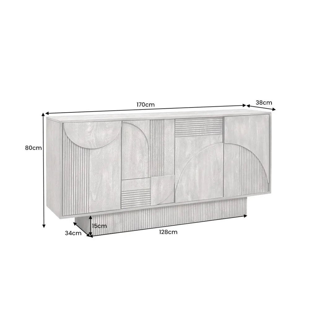 Buffet 170 cm 4 porte legno massiccio mango grigio fumé - Collezione ORINO