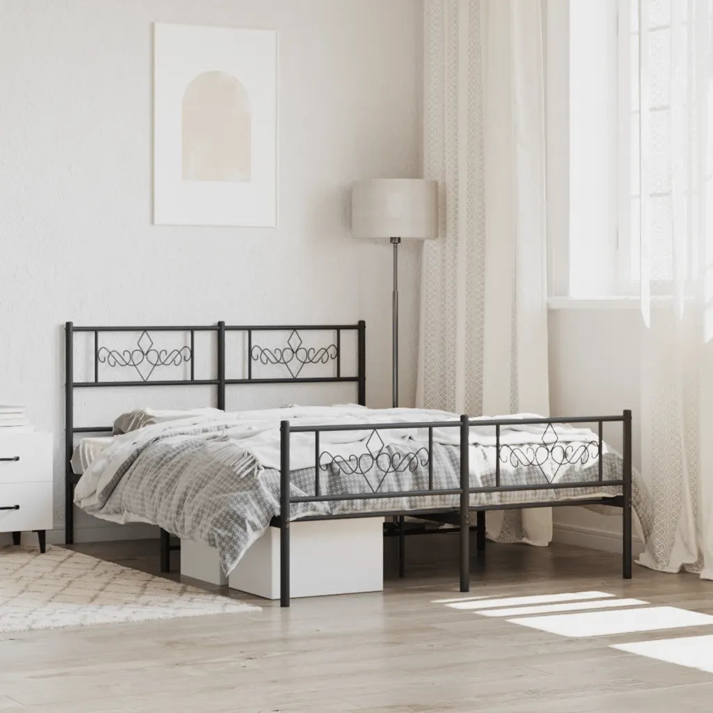 Giroletto con Testiera e Pediera-Struttura Letto Metallo Nero 120x190 cm 500536
