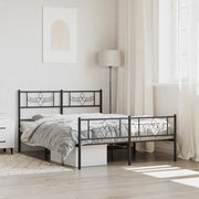 Giroletto con Testiera e Pediera-Struttura Letto Metallo Nero 120x190 cm 500536