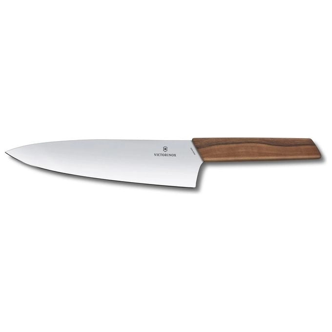 Victorinox 6.9010.20G Swiss Modern Coltello da Intaglio Lama 20 cm in Acciaio Inossidabile Manico in Legno di Noce colore Marrone