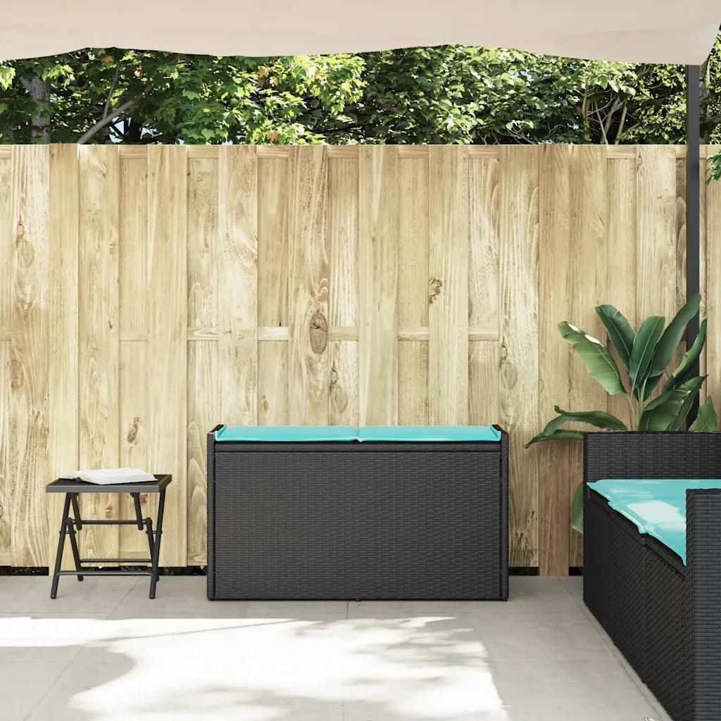 Cassapanca da Esterno con Cuscino Nera 100 cm in Polyrattan 4104068