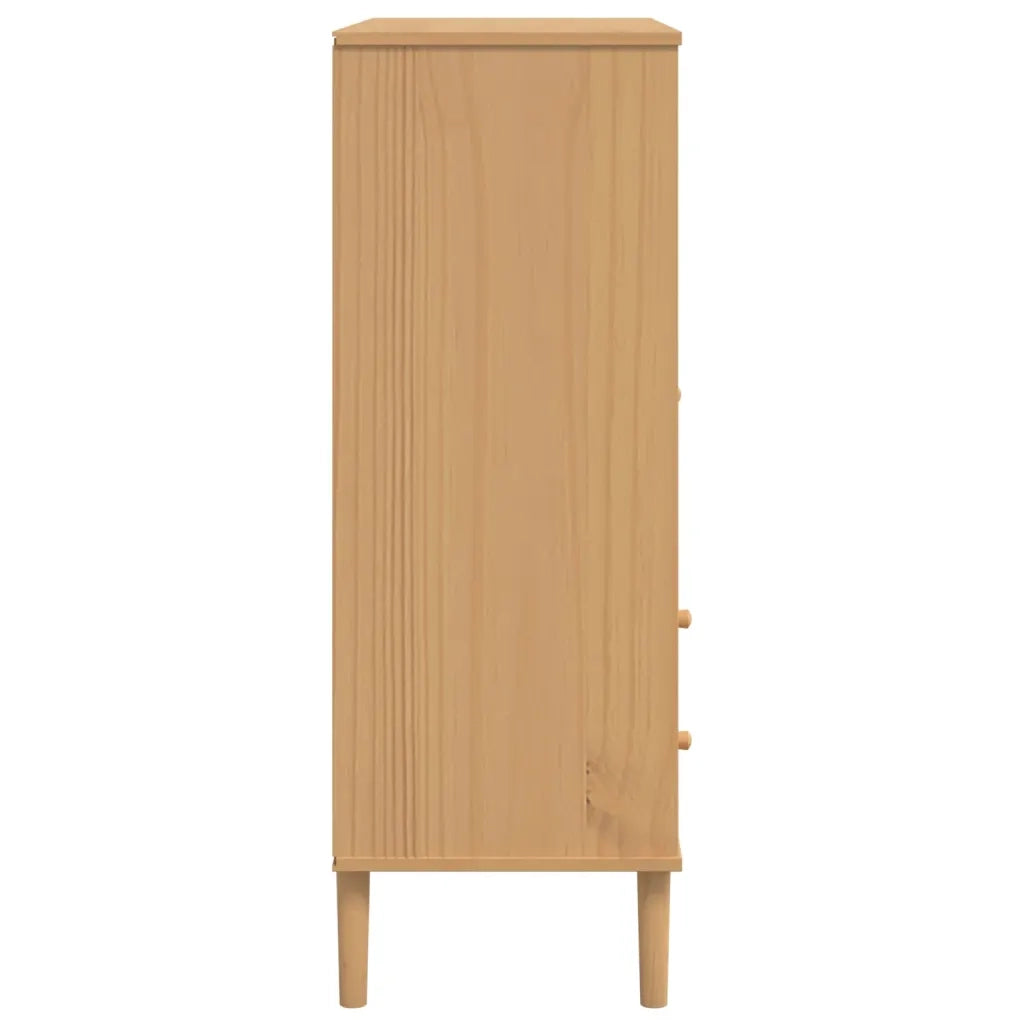 Credenza-Buffet-Armadio da cucina SENJA Aspetto Rattan Marrone 90x40x112cm Massello Pino 777354