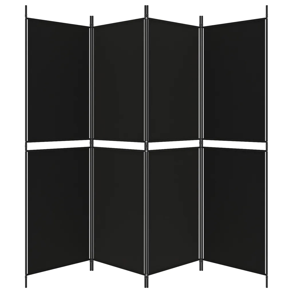 Divisorio a 4 Pannelli Nero 200x180 cm in Tessuto 350217