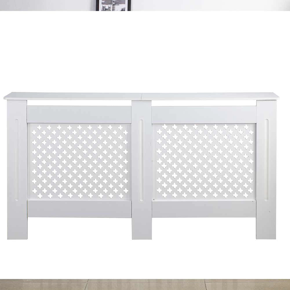 Copritermosifone in Legno MDF 152x19x82cm Copertura Radiatore Calorifero Bianco