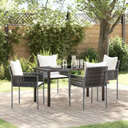 Set da Pranzo per Giardino 5 pcs Marrone e Nero Rattan in PE