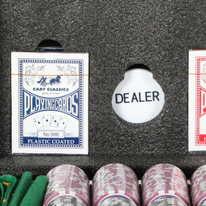 Set 600 Fiches da Poker 2 Mazzi di Carte Tappetino con Valigetta Nero