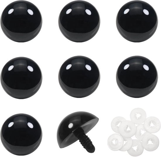 Ferraglie di sicurezza 30 mm - 8 pezzi - Nero in plastica - Chiavistelli - Amigurumi - Pupazzetti per artigianato