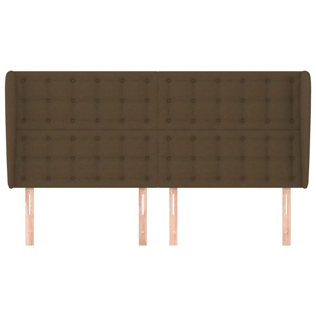 Testiera ad Orecchio Marrone Scuro 203x23x118/128 cm in Tessuto