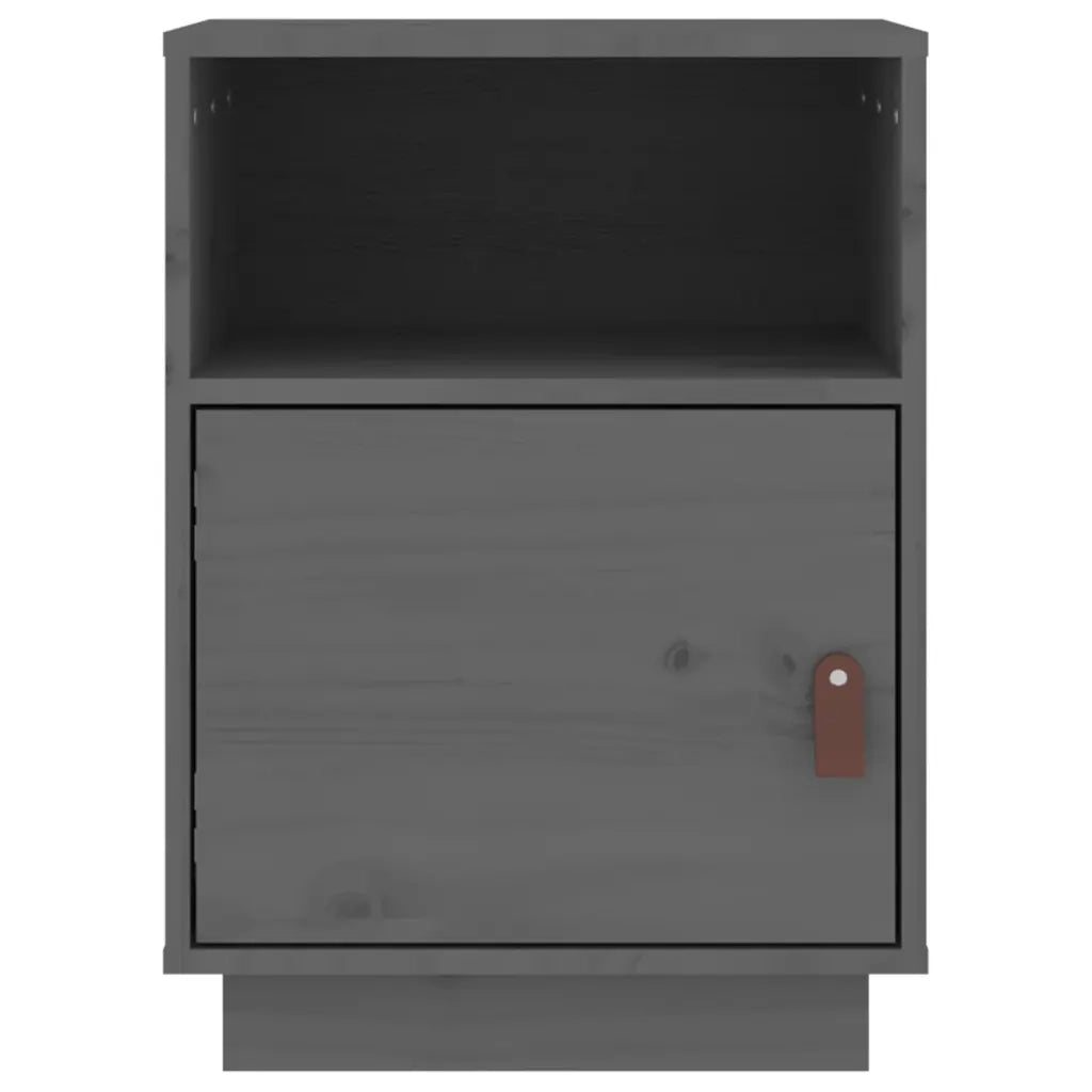 Comodini Grigi 2 pz 40x34x55 cm in Legno Massello di Pino 818320