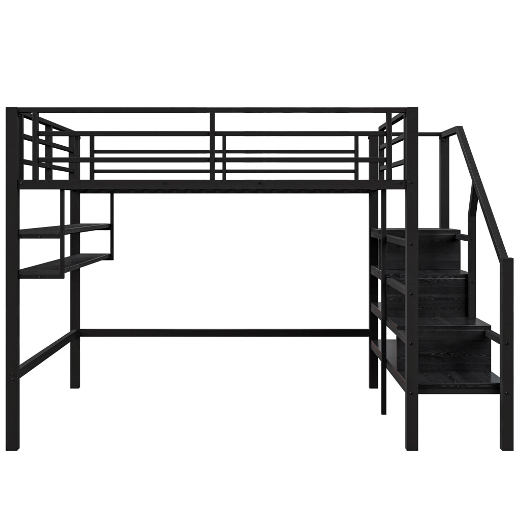 Letto a castello nero in metallo con funzione contenitore 140x200 cm