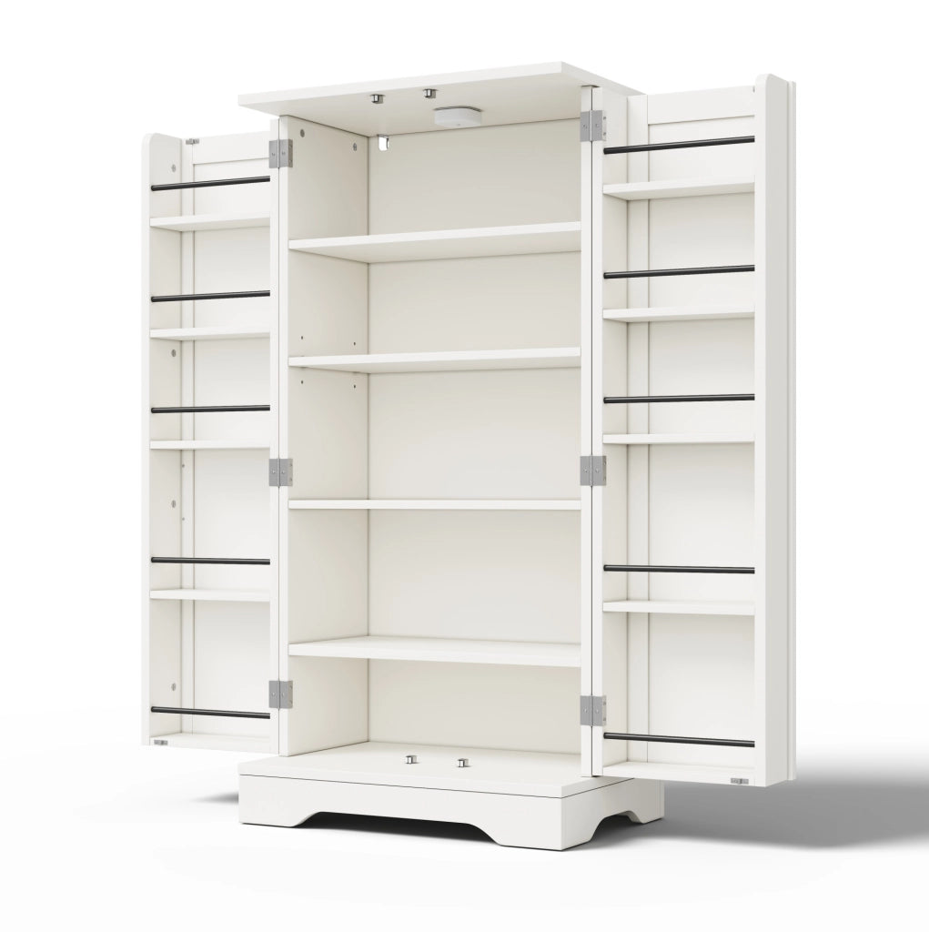 Mobile contenitore 120x60x40 cm con luce LED sensore e ripiano regolabile in MDF bianco