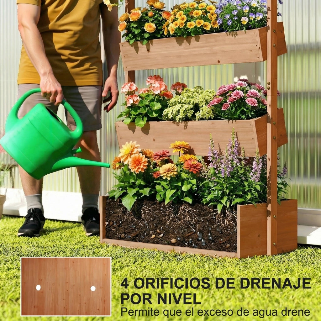 Fioriera da Giardino in Legno ¨C zephmum ¨C Marrone 4 Livelli