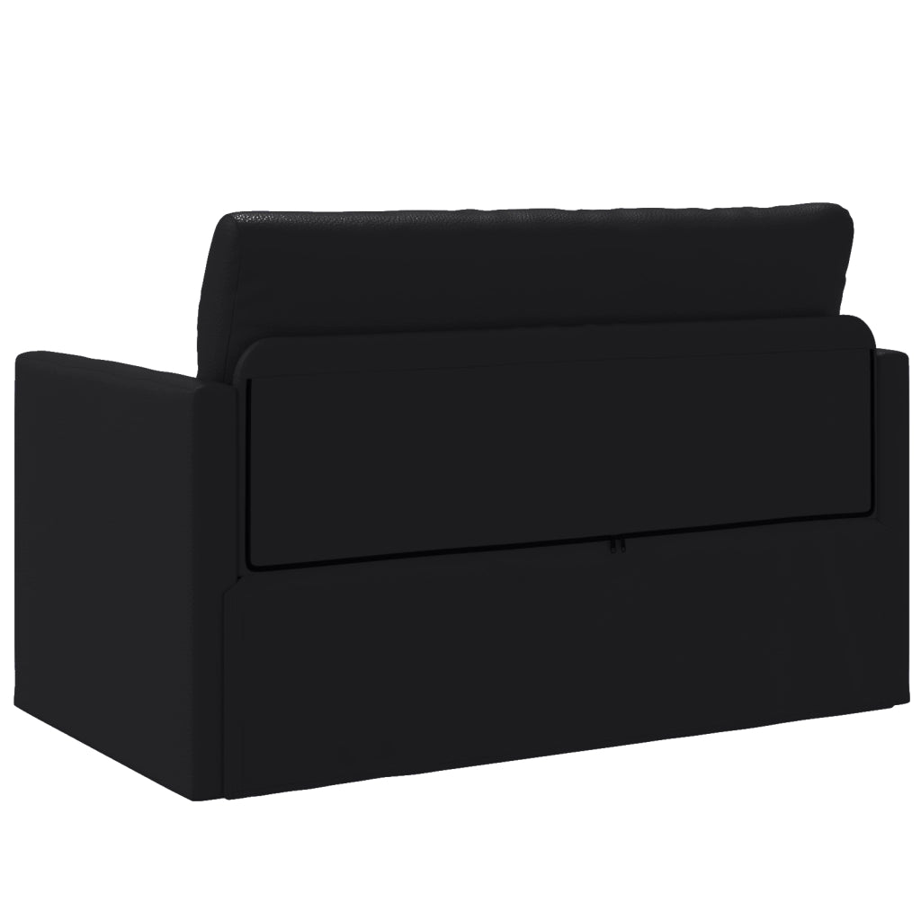 Divano a Terra Letto 2-in-1 Nero 124x71x78 cm Pelle Sintetica