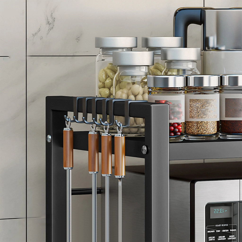 Scaffale da cucina estensibile per microonde 40-64 cm con 6 ganci