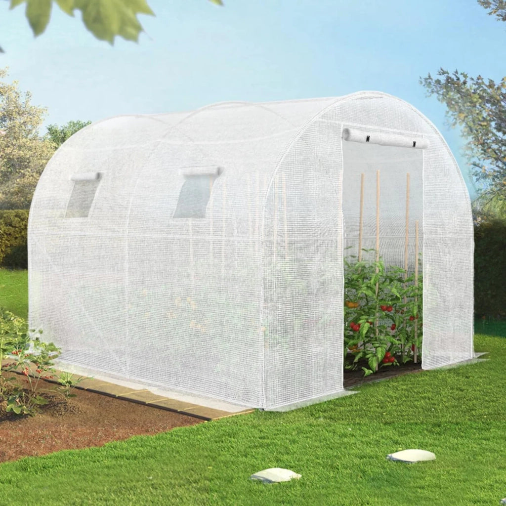 IDMarket - Serra tunnel di giardinario 6 m² bianco ZEBRA 2x3M