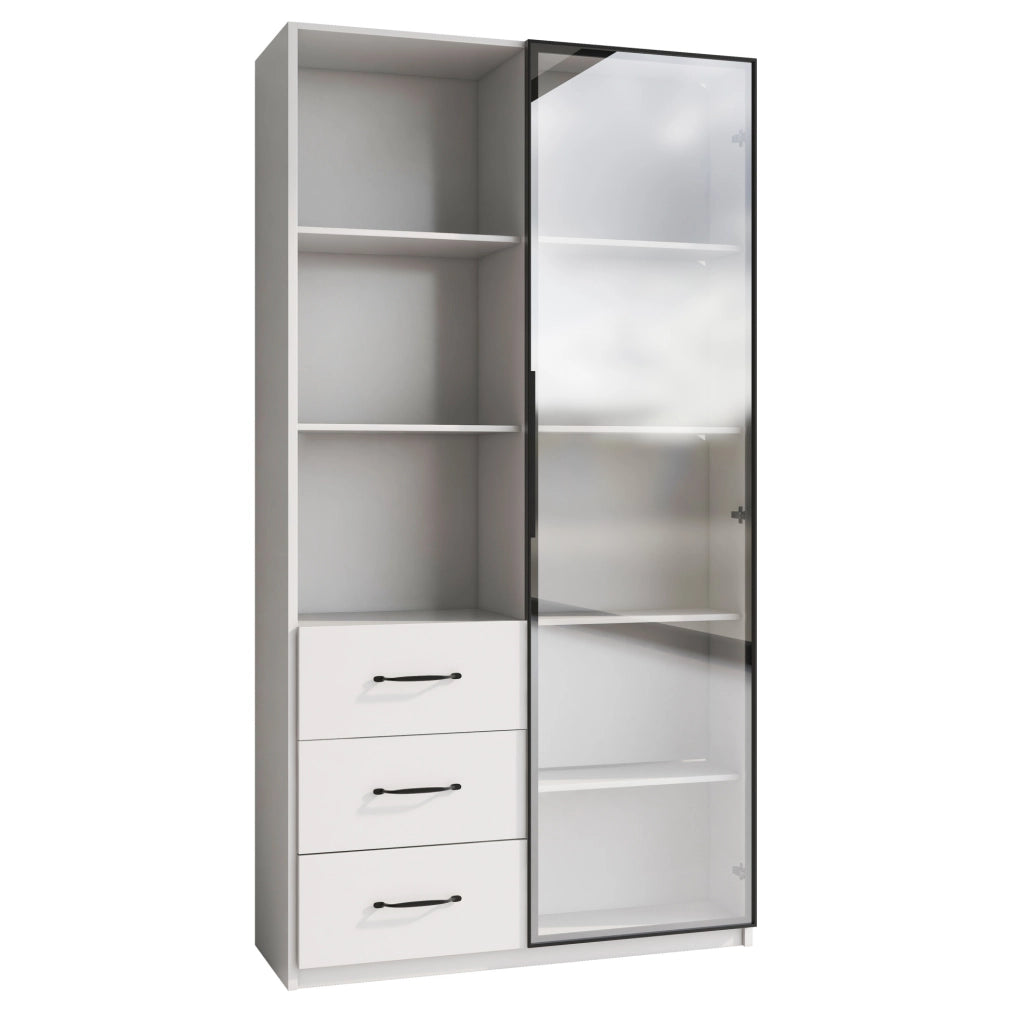 Vetrina LED bianca 80 x 40 x 160 cm con cassetti