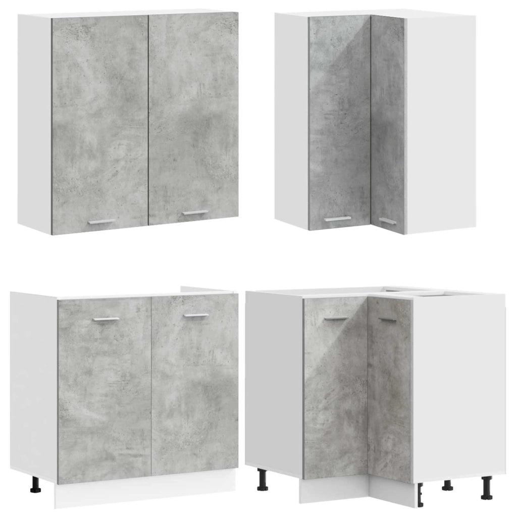 Unità Cucina LYON 8 pz Grigio Cemento Legno ingegnerizzato 3438434