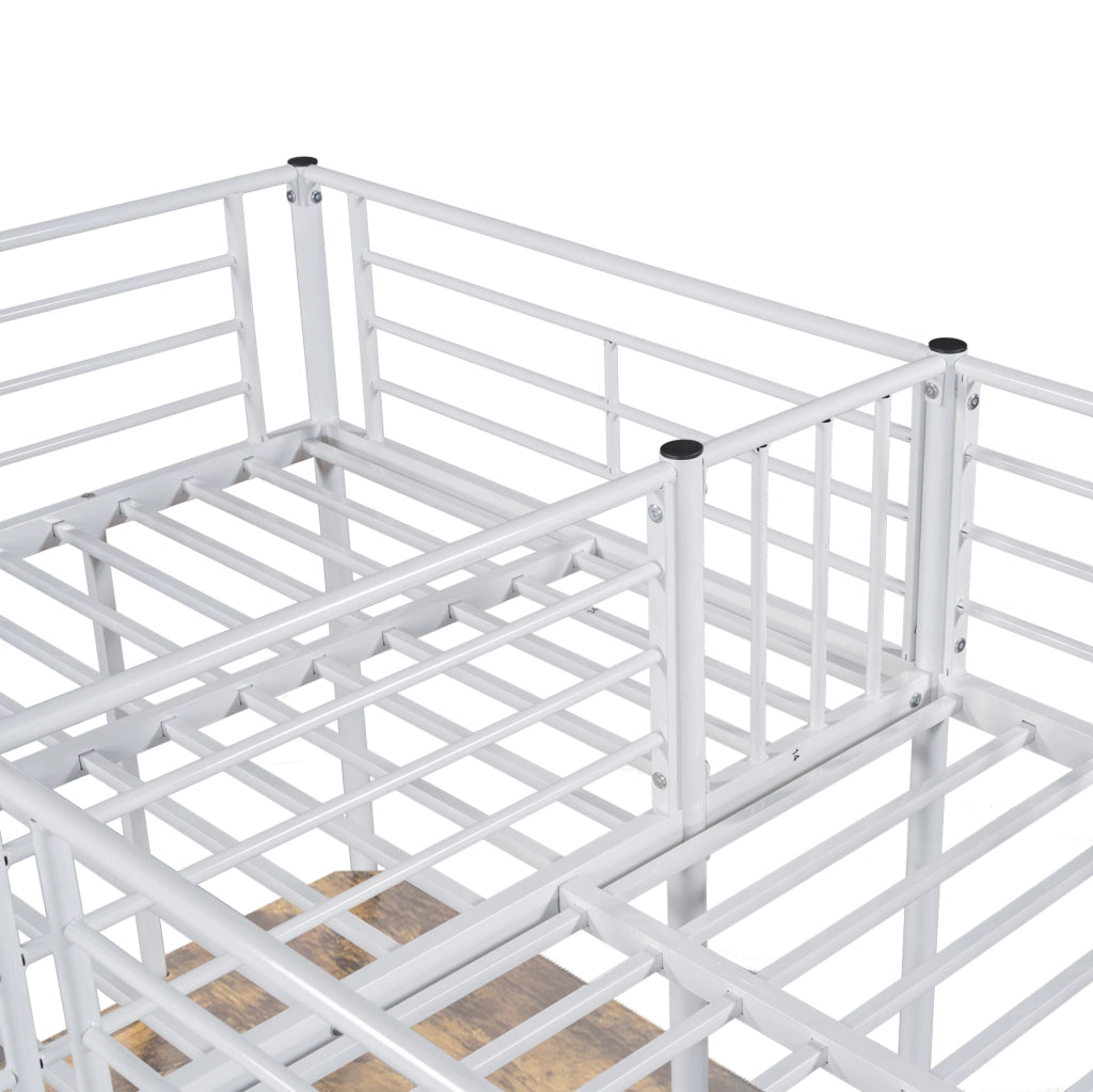 Letto a soppalco 90x200 cm con scrivania in metallo e MDF bianco