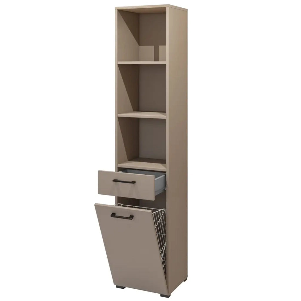 Set di mobili contenitori per lavatrice e asciugatrice collezione WASHING - Taupe e quercia