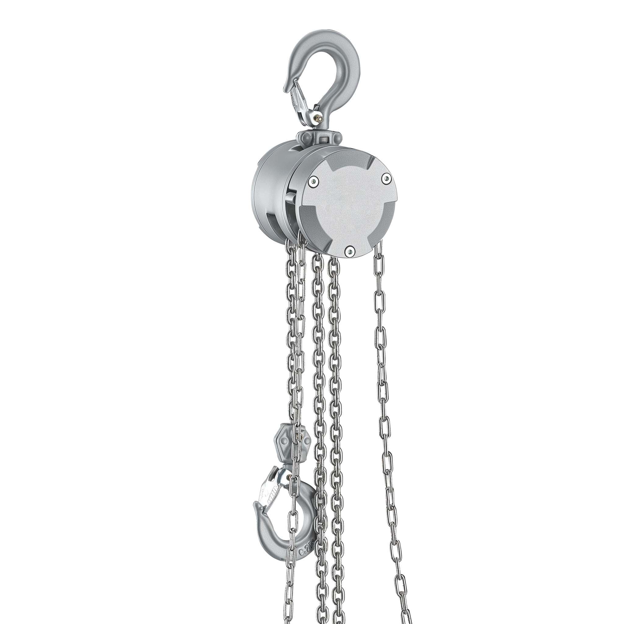 Paranco a catena manuale VX-0.25 in alluminio, capacità di carico 250 kg, altezza di sollevamento 3 m, catena di carico G100, leggero e compatto, per impieghi gravosi