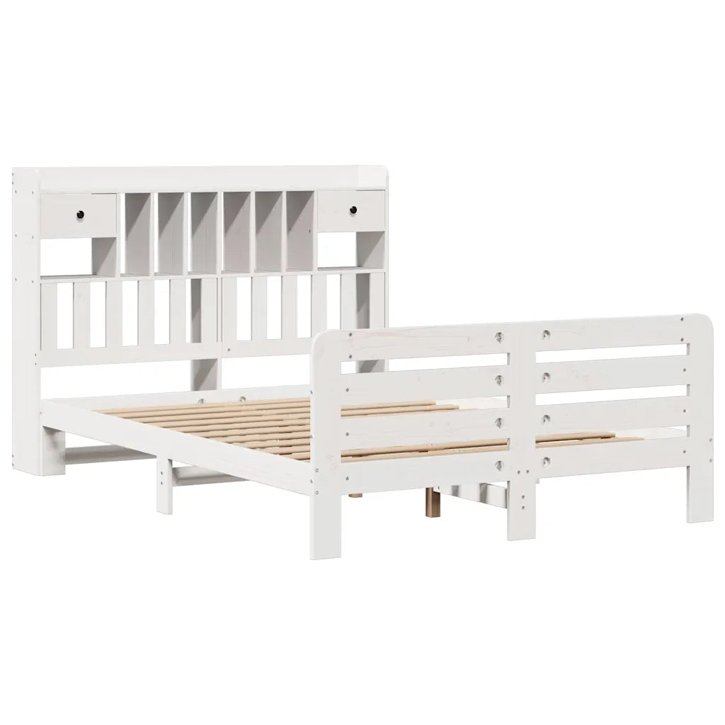 Letto Libreria senza Materasso Bianco 140x200 cm Legno di Pino 3309963