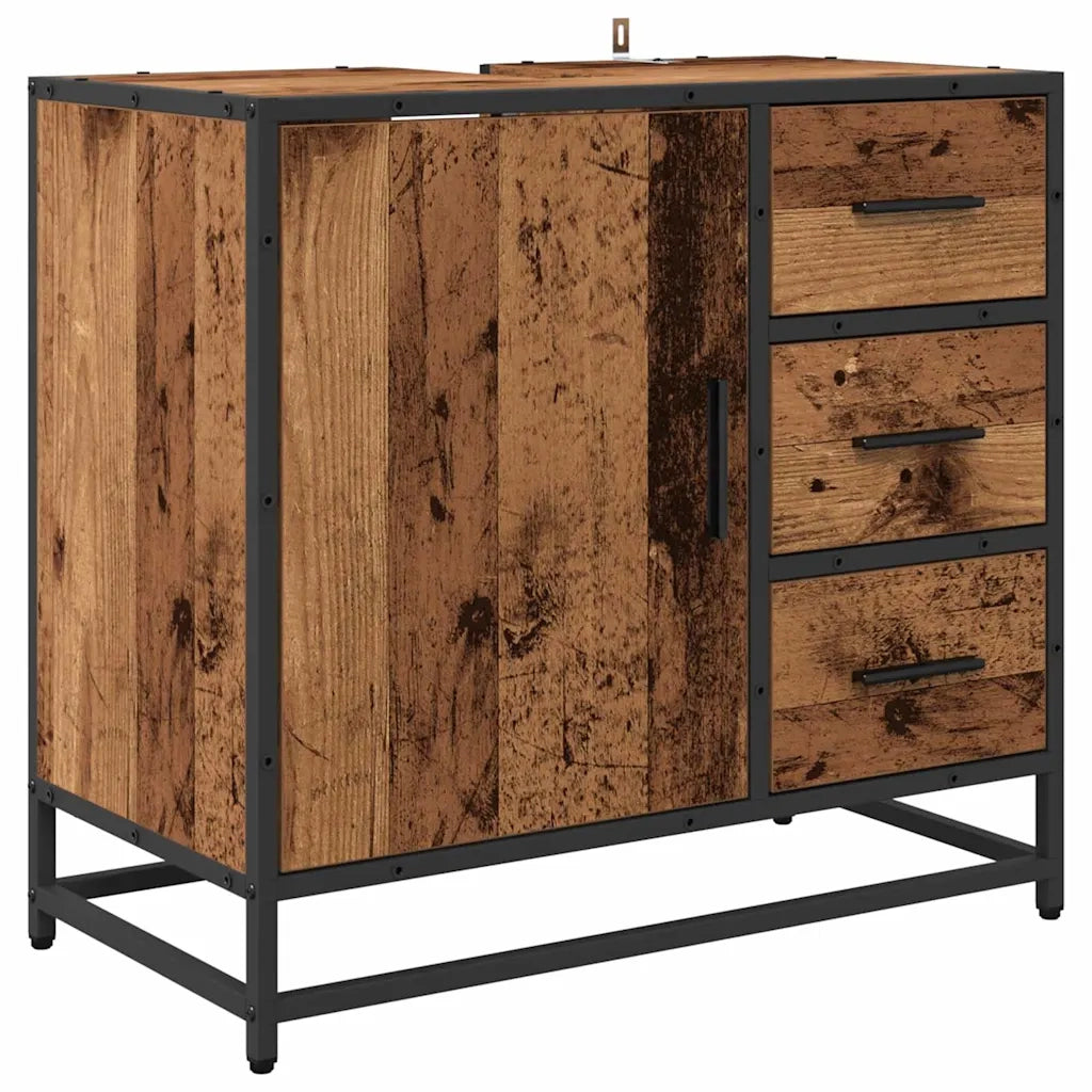 vidaXL Set di mobili per il bagno con cassetto 3 pcs Legno vecchio