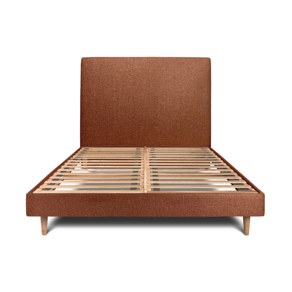 Letto 200x200 cm con testata imbottita - tessuto bouclé